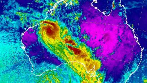 Une image satellite montrant le cyclone Ilsa à 14h30 (AEST) le 14 avril.