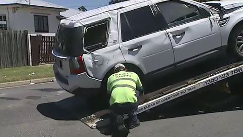 The stolen Land Rover was towed away by authorities.