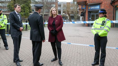 UK Home Secretary Amber Rudd visits Salisbury. (AP/AAP)