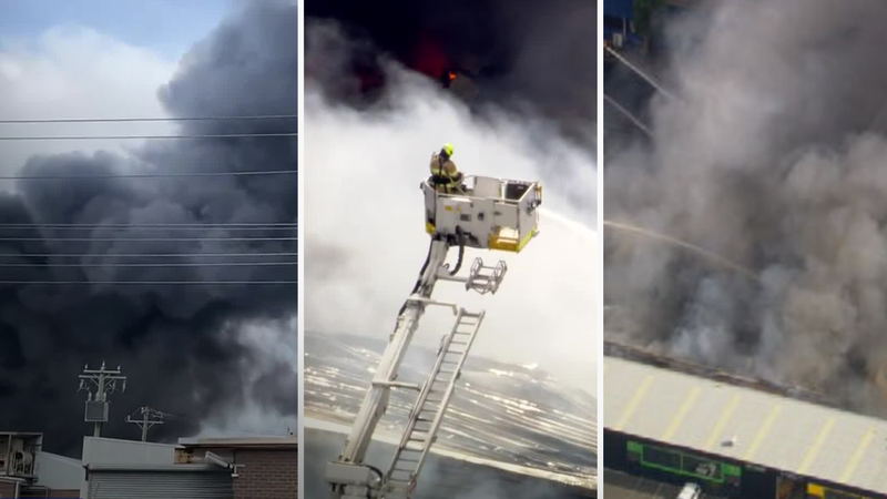 Fire crews battle massive factory blaze in Melbourne's south-east ...