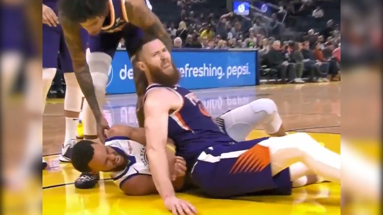 Accidental Aron Baynes fall leaves NBA star Stephen Curry's left hand broken