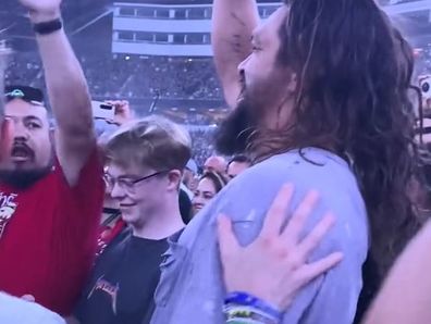 Jason Momoa filmed at Metallica concert.