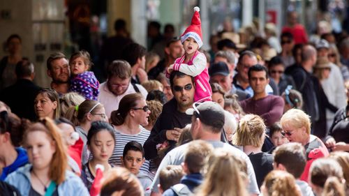 Christmas shoppers in Melbourne.