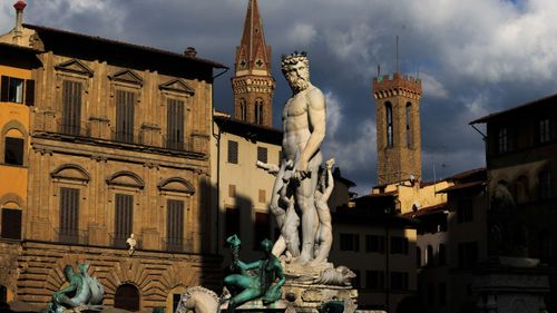 The Fountain of Neptune, pictured here in 2016, stands in the Piazza della Signoria in Florence, Italy.