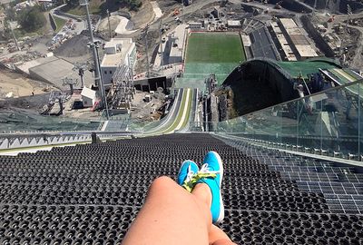 <b>This view from the top of the Sochi Winter Olympics ski jump, taken in summer by redditor olya_samy, shows just how terrifying this winter sport is.</b><br/><br/>The jump has come under fire for its massive $300 million price tag, but spare a thought for the skiers who have to roar down this slope and fly off the end.<br/><br/>As graceful as they seem on TV, not all of these jumps go as planned.<br/><br/>Click through to watch some of the less majestic landings caught on camera.
