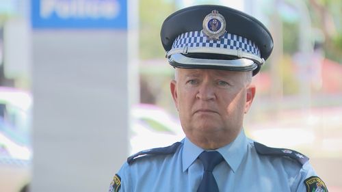 Superintendent Tim Calman speaking at a press conference.