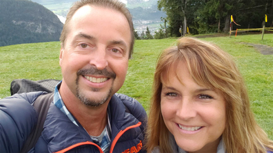 Chris Gursky and his wife Gail, about to embark on their second hang gliding experience.