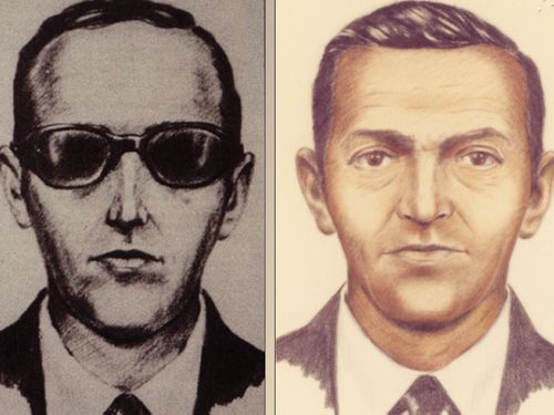 The sketch of DB Cooper shows a man in a suit who wore a thin tie and dark sunglasses.