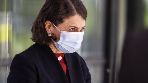 NSW Premier Gladys Berejiklian looks on during a COVID-19 update press conference.