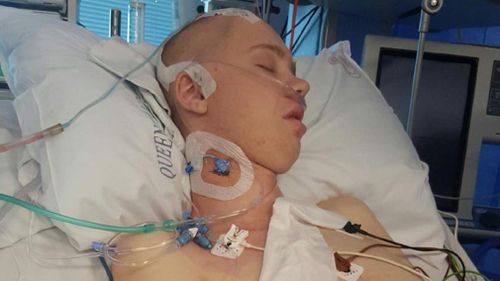 Joshua Waite spent 16 days in hospital after an alleged kick to the head. (9NEWS)
