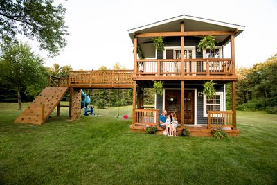 Father-of-two builds extravagant cubby house. 