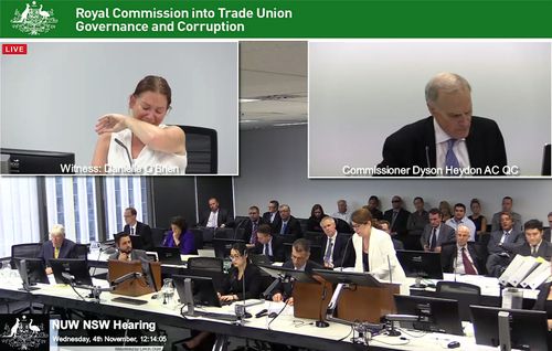 Danielle O'Brien giving evidence during a heading of the Royal Commission into Trade Union Governance and Corruption in 2015. (AAP)