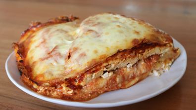 Domino's leftover pizza lasagne.