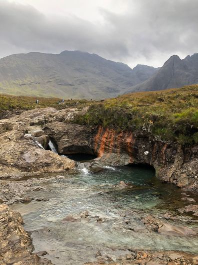 The crystal-clear waters of the Fairy Pools. 