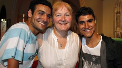 Moira Kelly (centre) with her children Ahmed (left) and Emmanuel Kelly (right) January 2012