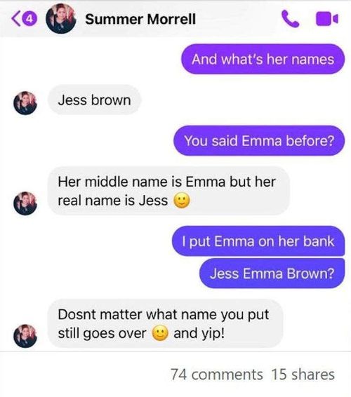 Facebook conversation with scammer