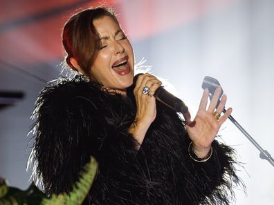 Tina Arena performs during the 2024 AFL Gather Round Welcome Dinner Event