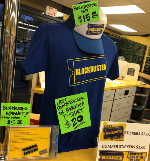 Owners of the last Blockbuster in the world hope selling merchandise will help keep them around.