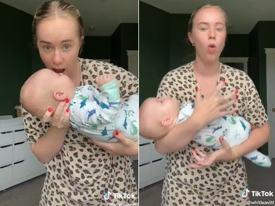 Mum shows how she unblocks her baby's nose. 