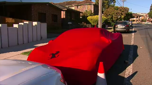 After photos of Salim's prized Ferrari appeared on social media, smashed up, a cover has been placed over it today.