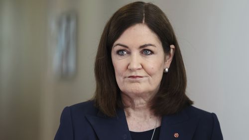 Senatör Sarah Henderson, Parlamento Binası'nda bir basın toplantısında.