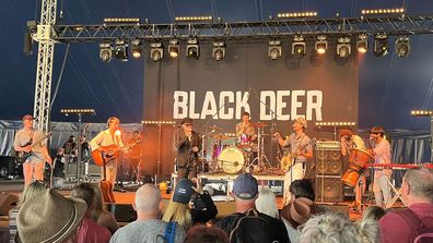 Actor Tom Glynn-Carney with his band Sleep Walking Animals perform at Black Deer Festival of Americana 2023 in Kent, UK