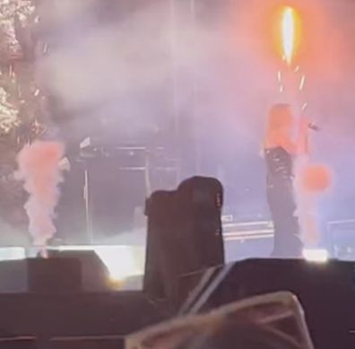 Ellie Goulding hit by firework