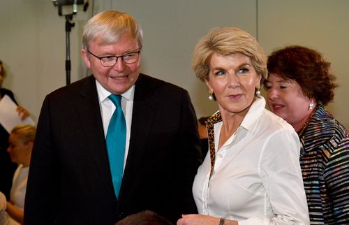 Yesterday, she was with former Labor PM Kevin Rudd at the launch of his book "The PM Years" at Parliament House yesterday.