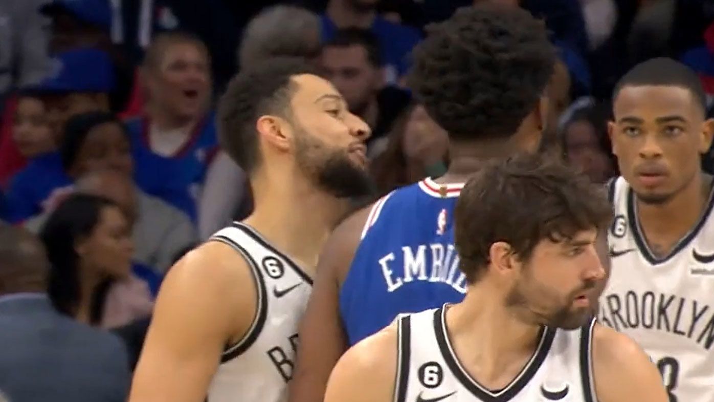 Ben Simmons and Joel Embiid exchanged some words to begin the second half as they faced off for the first time 