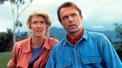 Laura Dern and Sam Neill in Jurassic Park (1993).