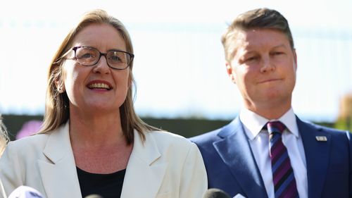 Jacinta Allan addressed media shortly after being elected by Labor to be the next Victorian premier, with deputy Ben Carroll at her side.