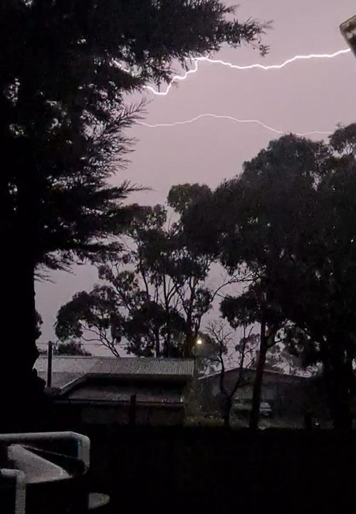 Tasmania's south-east was illuminated by around 10,000 lightning strikes.