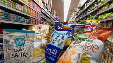 Veggie chips in the supermarket health food aisle