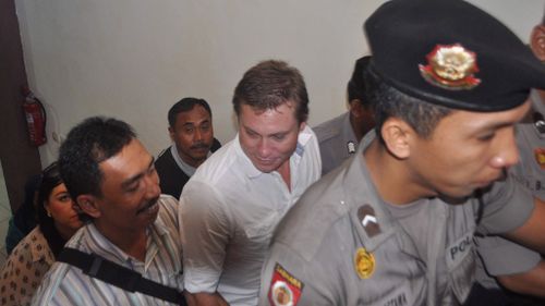 Mr Lockley leaving Trijata Hospital in Bali in April after allegedly sparking a mid-air scare. (AAP)