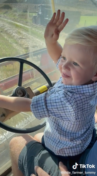 Three-year-old 'Little farmer Tommy' has gone viral for his love of tractors, and impressive driving skills.