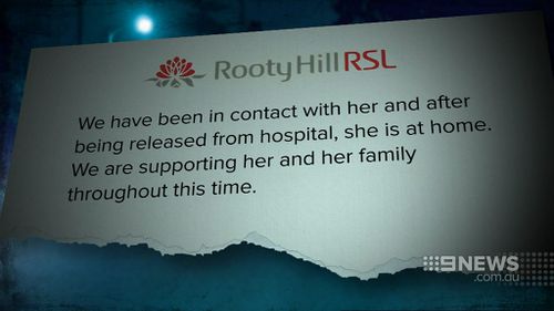 The Rooty Hill RSL released a statement. (9NEWS)