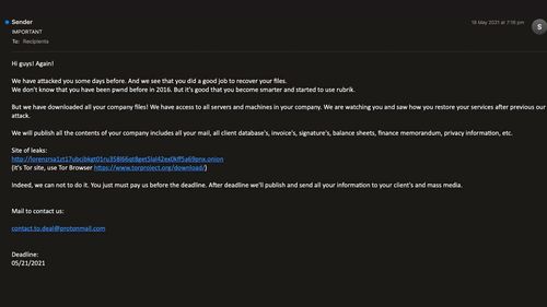 The email the foreign attackers sent to Langs follow the initial hack in May 2020, telling them they had all their data.