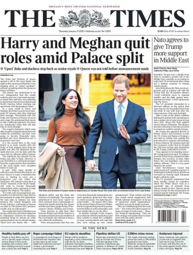 British newspapers react to Prince Harry and Meghan Markle's shock move