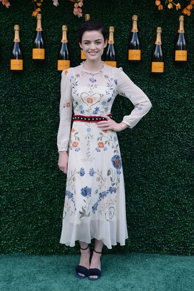 Actress Lucy Hale in Red Valentino at the Veuve Clicquot Polo Classic in New York.
