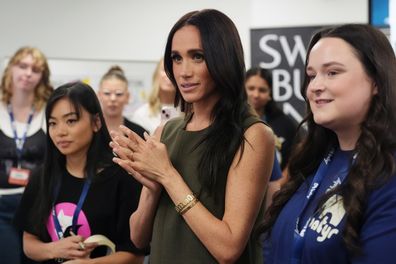 Meghan, Duchess of Sussex, meets with lawyers during a visit to Batyr, a mental health program, at Swinburne University of Technology in Hawthorn on day three of the royal tour with Prince Harry, Duke of Sussex on April 16, 2026 in Melbourne, Australia. 