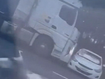 A﻿ truck has been captured on video pushing a car sideways along the Bruce Highway.