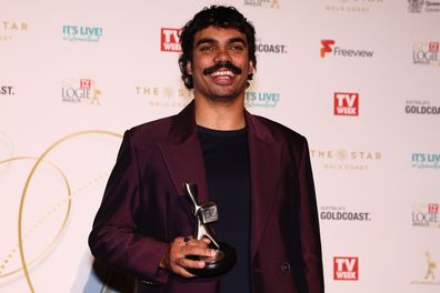 Graham Kennedy Award for Most Popular New Talent winner Tony Armstrong poses at the 2022 Logies.