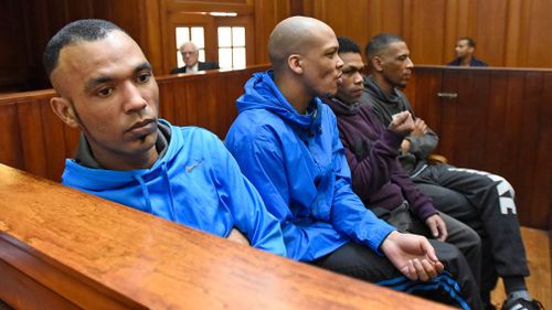 Vernon Witbooi, Geraldo Parsons and Eben Van Niekerk (left to right) were found guilty of robbing, kidnapping, raping and murdering Hannah, as well as the attempted murder of Marsh.