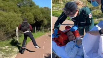 Paramedics treat a little girl hit in an e-scooter crash
