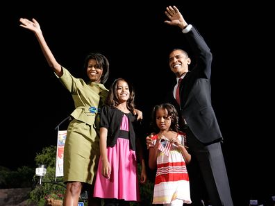 Michelle Obama, Malia Obama, Sasha Obama and Barack Obama