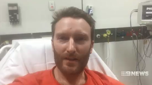 Mr Barwick thanked his rescuers from his hospital bed. (9NEWS)