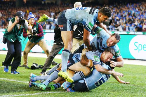 The NSW Blues soared to a 22-12 State of Origin 2018 Game I victory against Queensland. Picture: Getty.