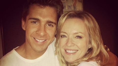 Hugh Sheridan and Rebecca Gibney on the set of Packed to the Rafters