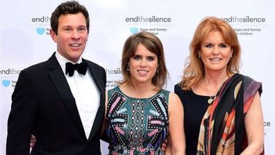 Sarah "Fergie" Ferguson with daughter Eugenie and future son-in-law Jack Brooksbank