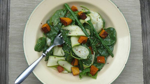 asparagus, zucchini and roast pumpkin salad